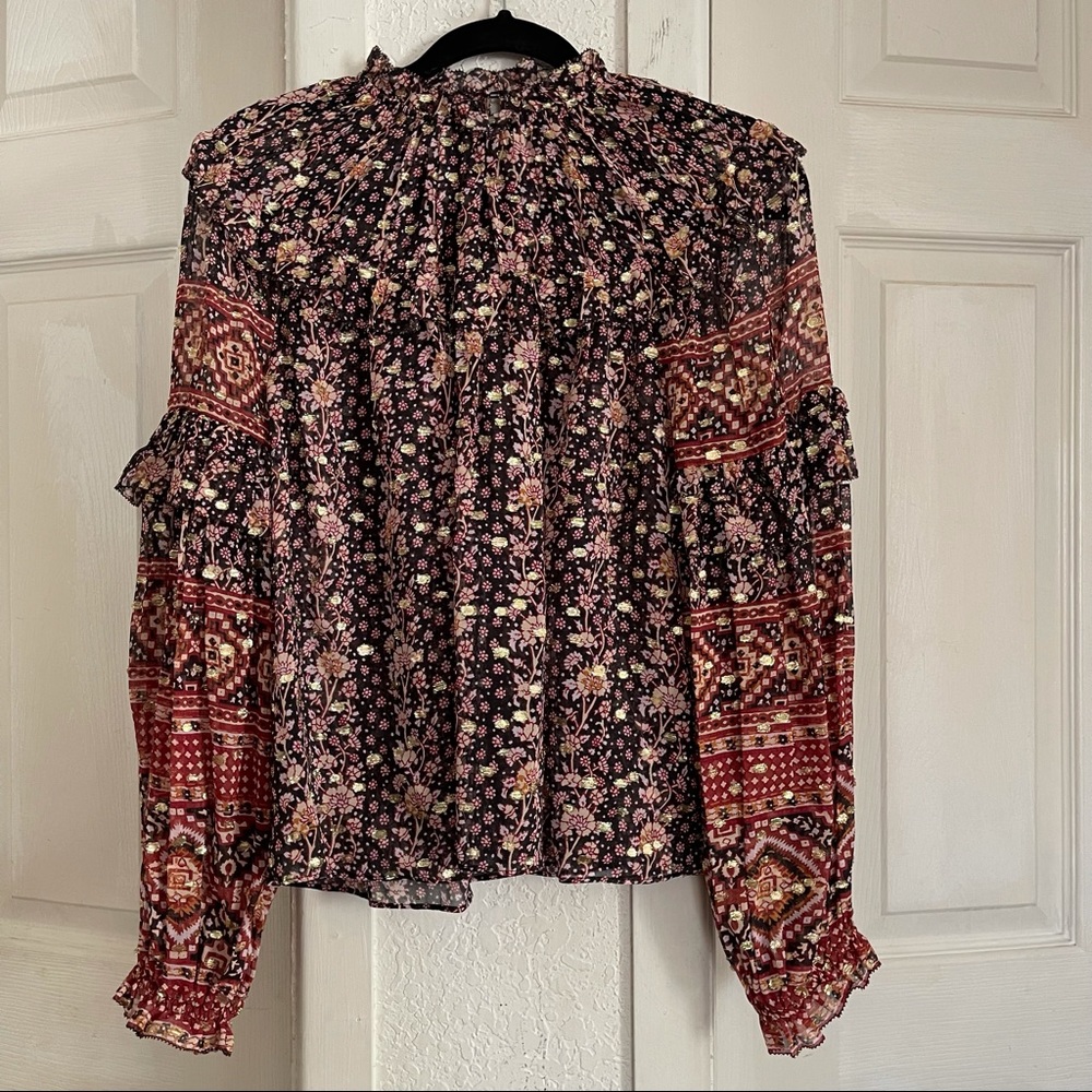 Ulla Johnson Eleni Jacquard Dot Silk Blouse 0